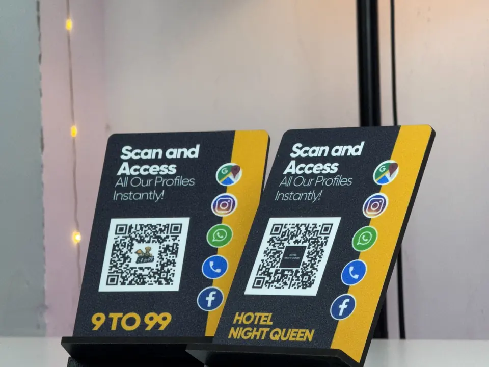 Two real ScanEra Smart QR Standees