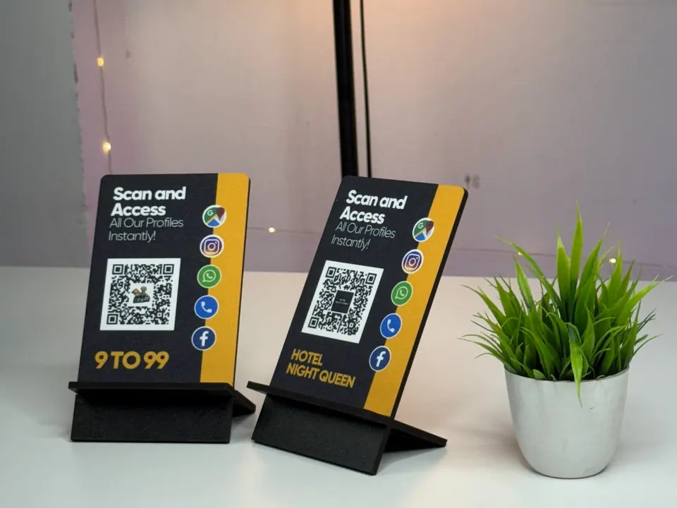 ScanEra standees displayed at a business counter